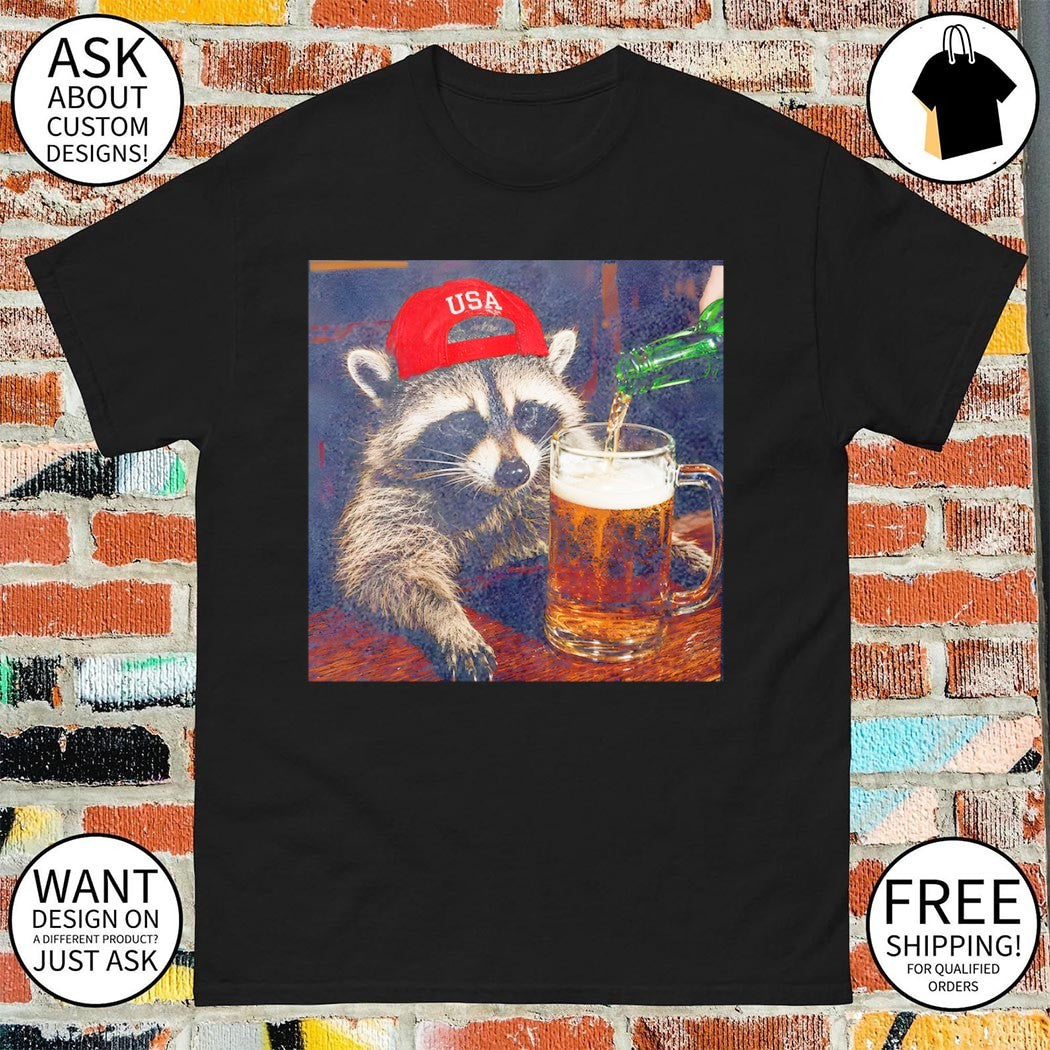 Funny raccoon beer Patriotic USA 4th Of July 2026 shirt