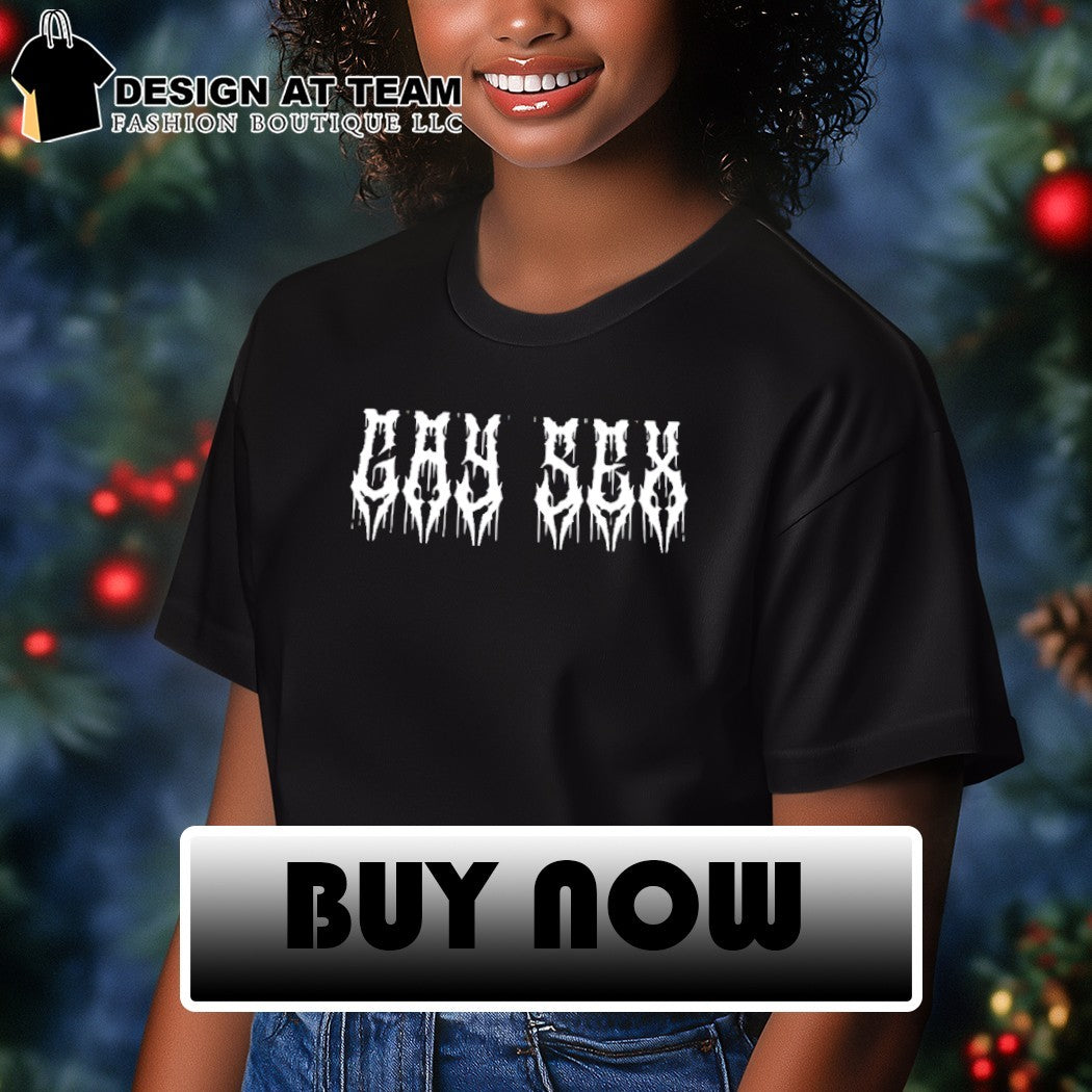 Gay sex LGBT metal text shirt