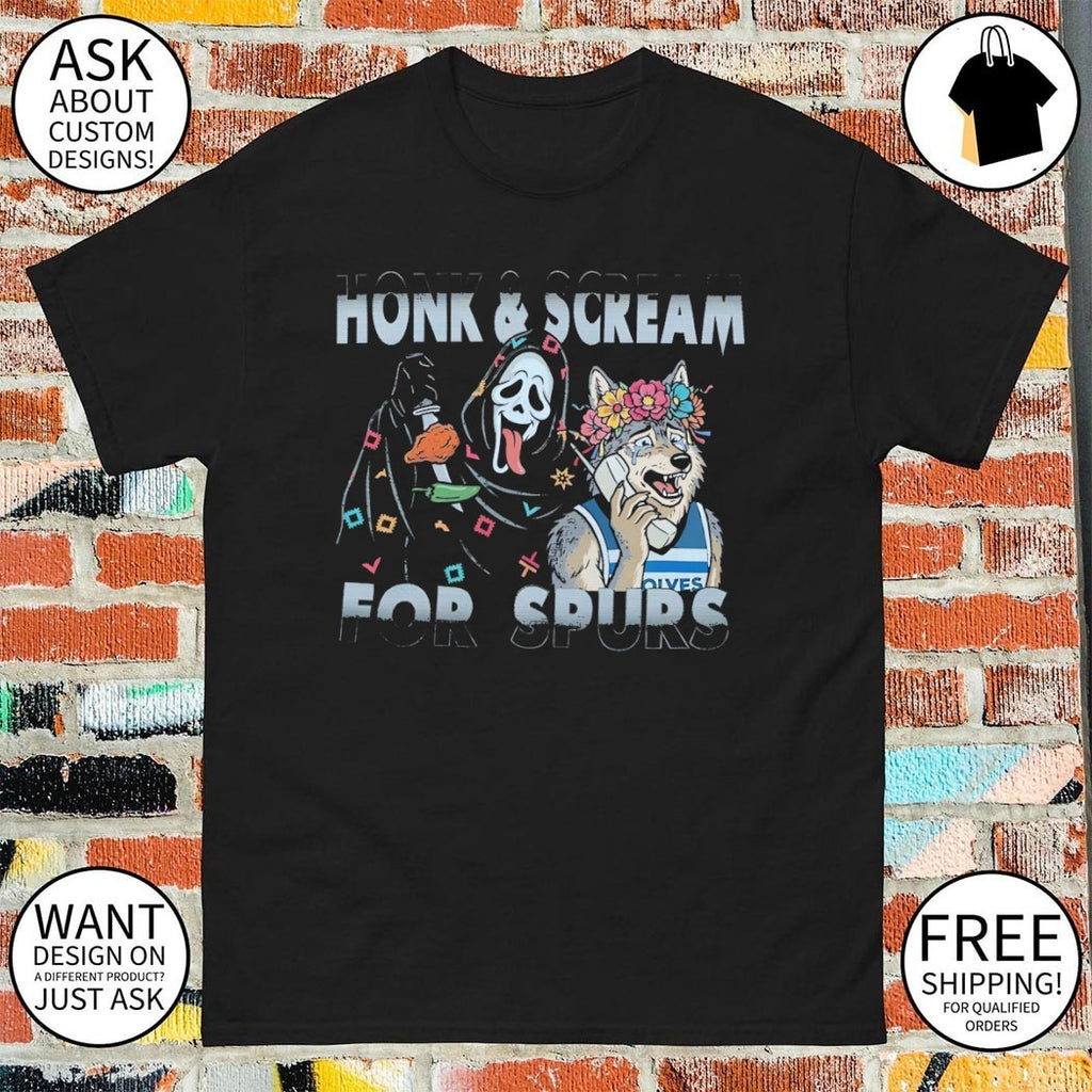 Ghostface and wolf Minnesota Timberwolves fan Honk and Scream for San Antonio Spurs basketball shirt