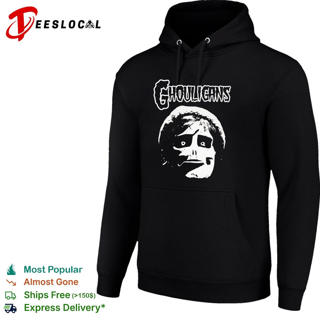 Ghouligans classic horror punk skull face white typography shirt