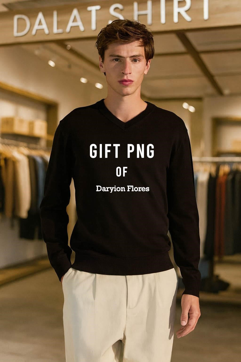 Gift PNG Of Daryion Flores shirt
