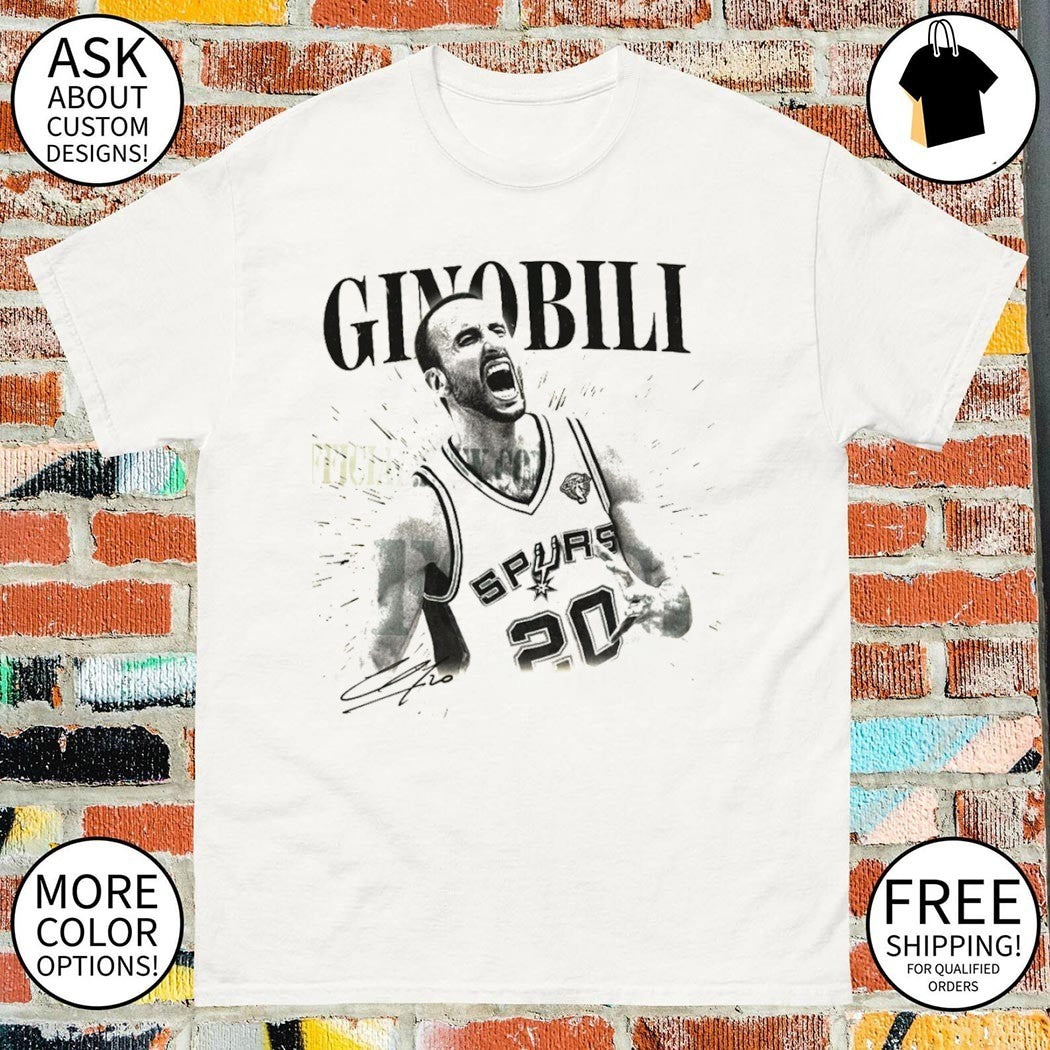 Ginobili Retro Spurs Basketball Graphic shirt