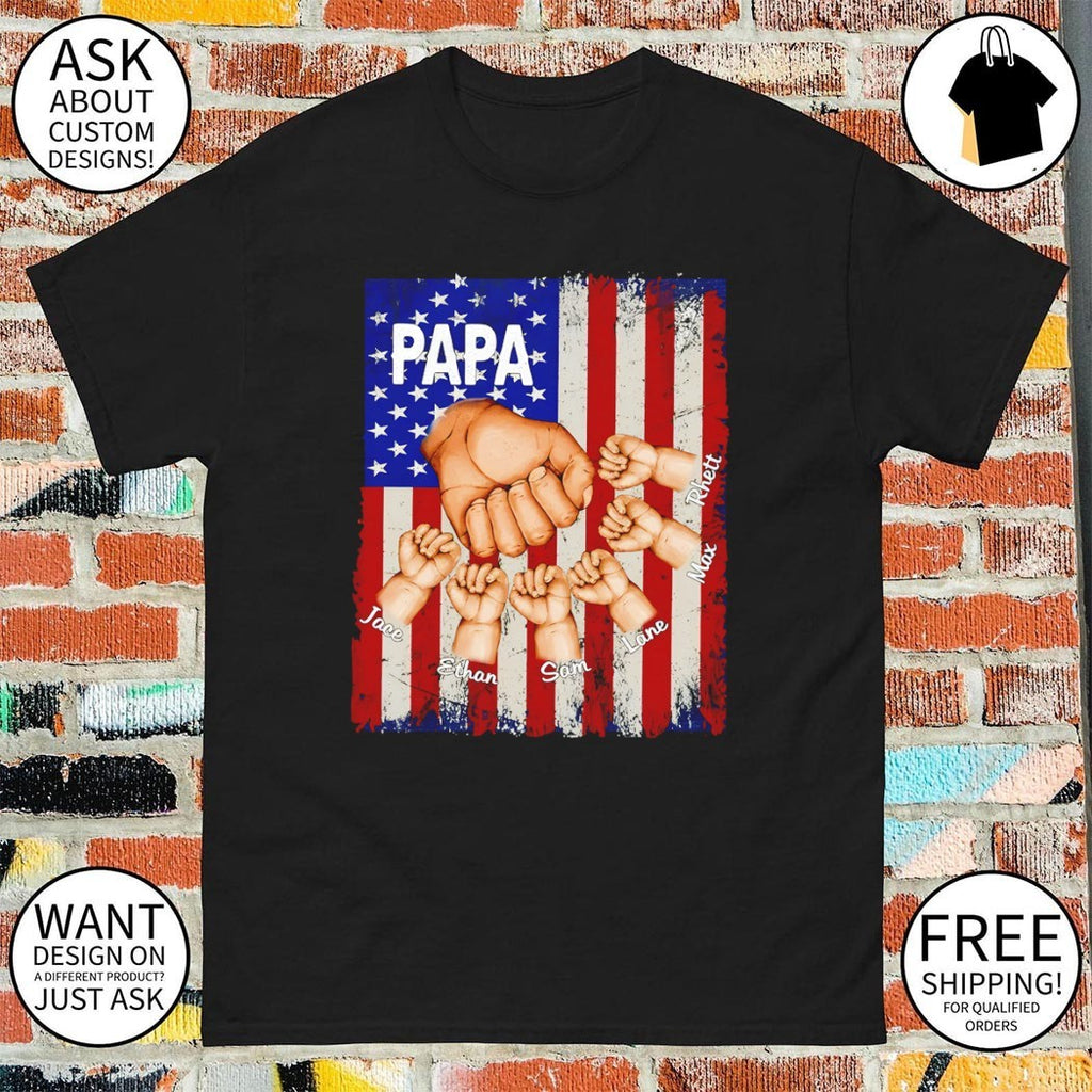 Grandfather gift American flag fist bump personalized Papa Jace Ethan Sam Lane Max shirt