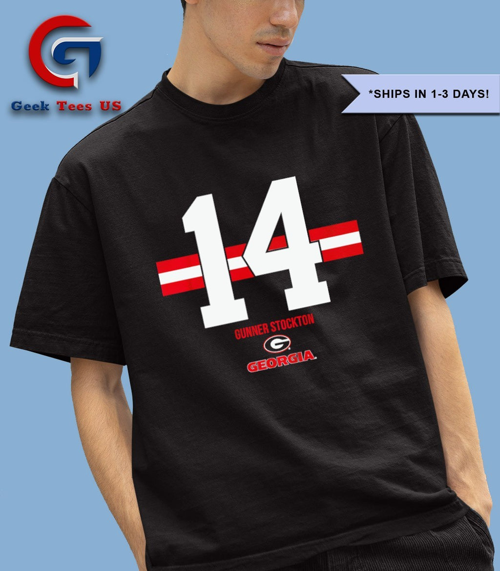 Gunner Stockton 14 Georgia Bulldogs football stripe shirt