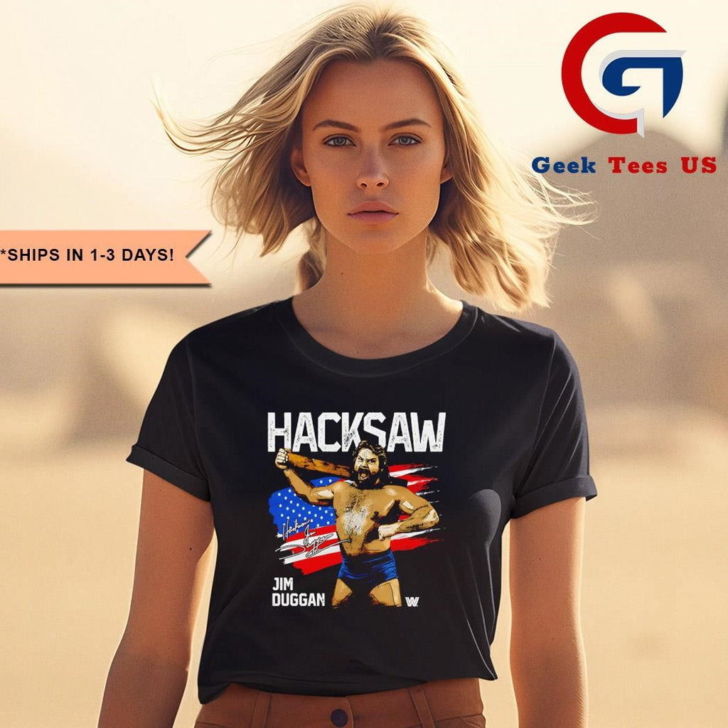 Hacksaw Jim Duggen American flag signature shirt