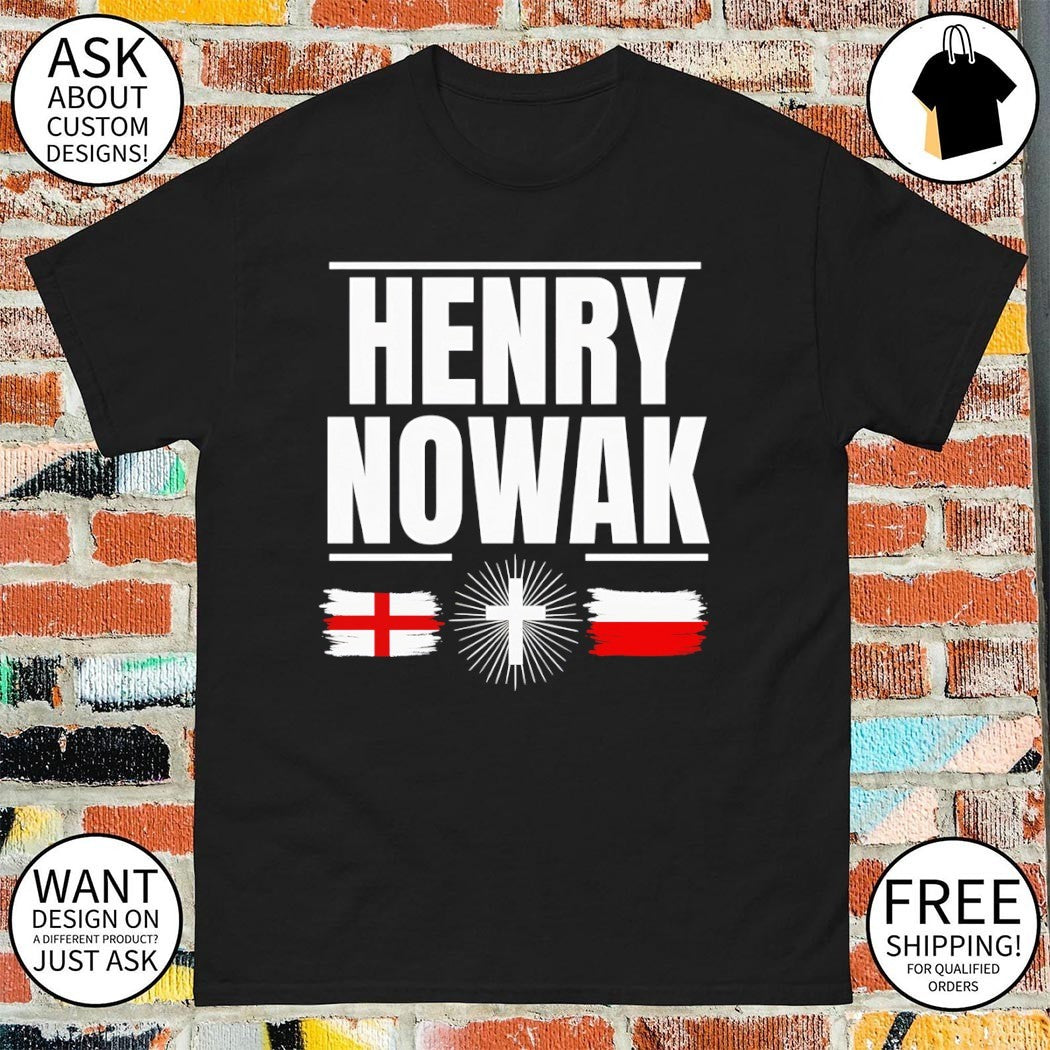 Henry Nowak England and Poland flags Christian Cross shirt