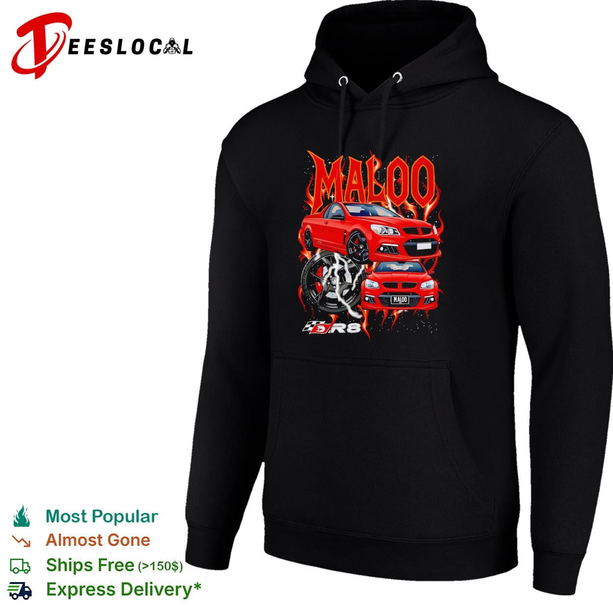 Holden Maloo R8 red car flames shirt