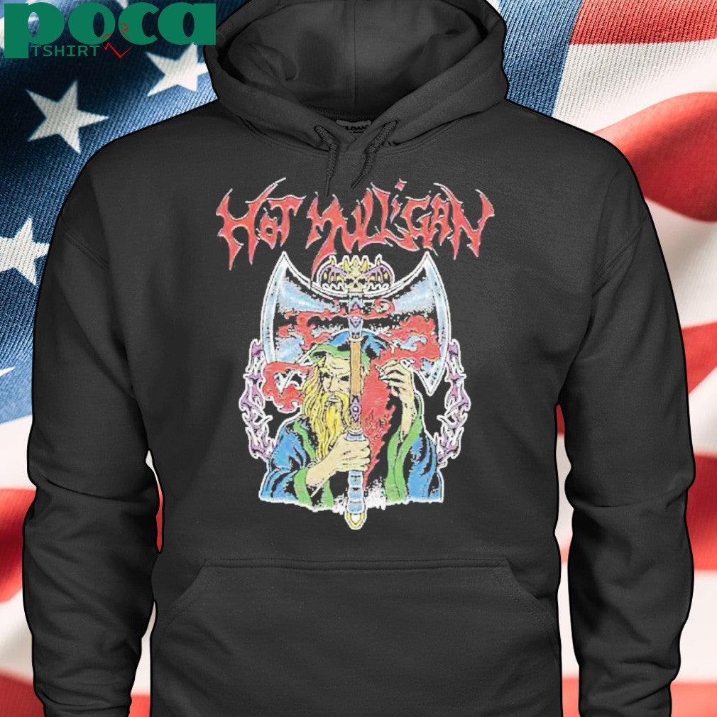 Mulligan Wizard Axe Black Tee With Fantasy Wizard And Battle Axe Graphic Merchandise Unisex T-Shirt