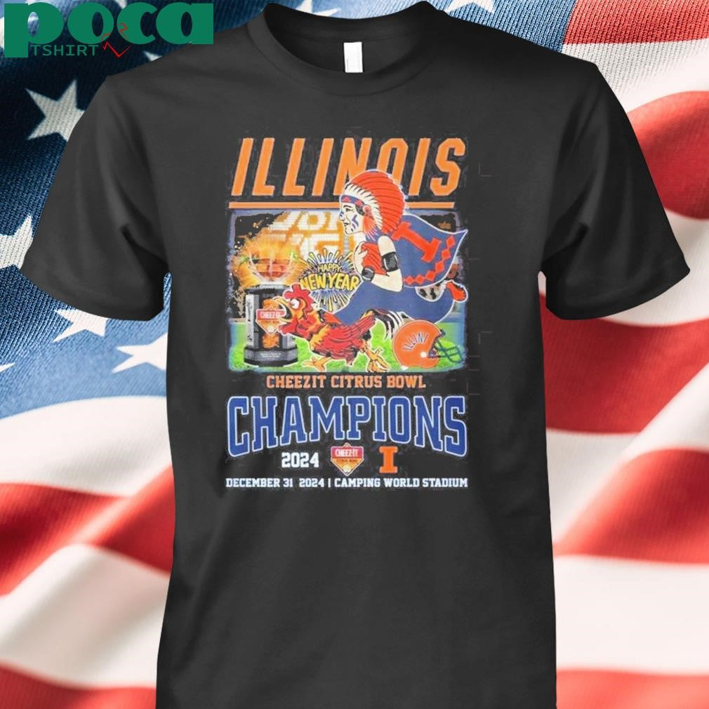 Illinois Fighting Illini Cheezit Citrus Bowl 2024 Champions Celebrating T-Shirt