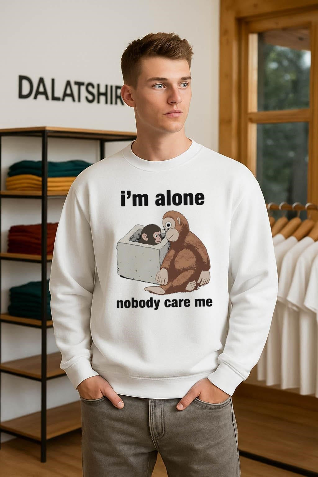 I’m alone nobody care me monkey concrete box shirt