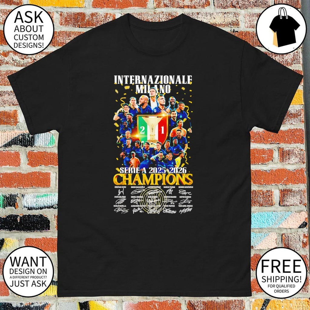 Internazionale Milano Inter Milan Serie A 2025-2026 Champions signatures shirt