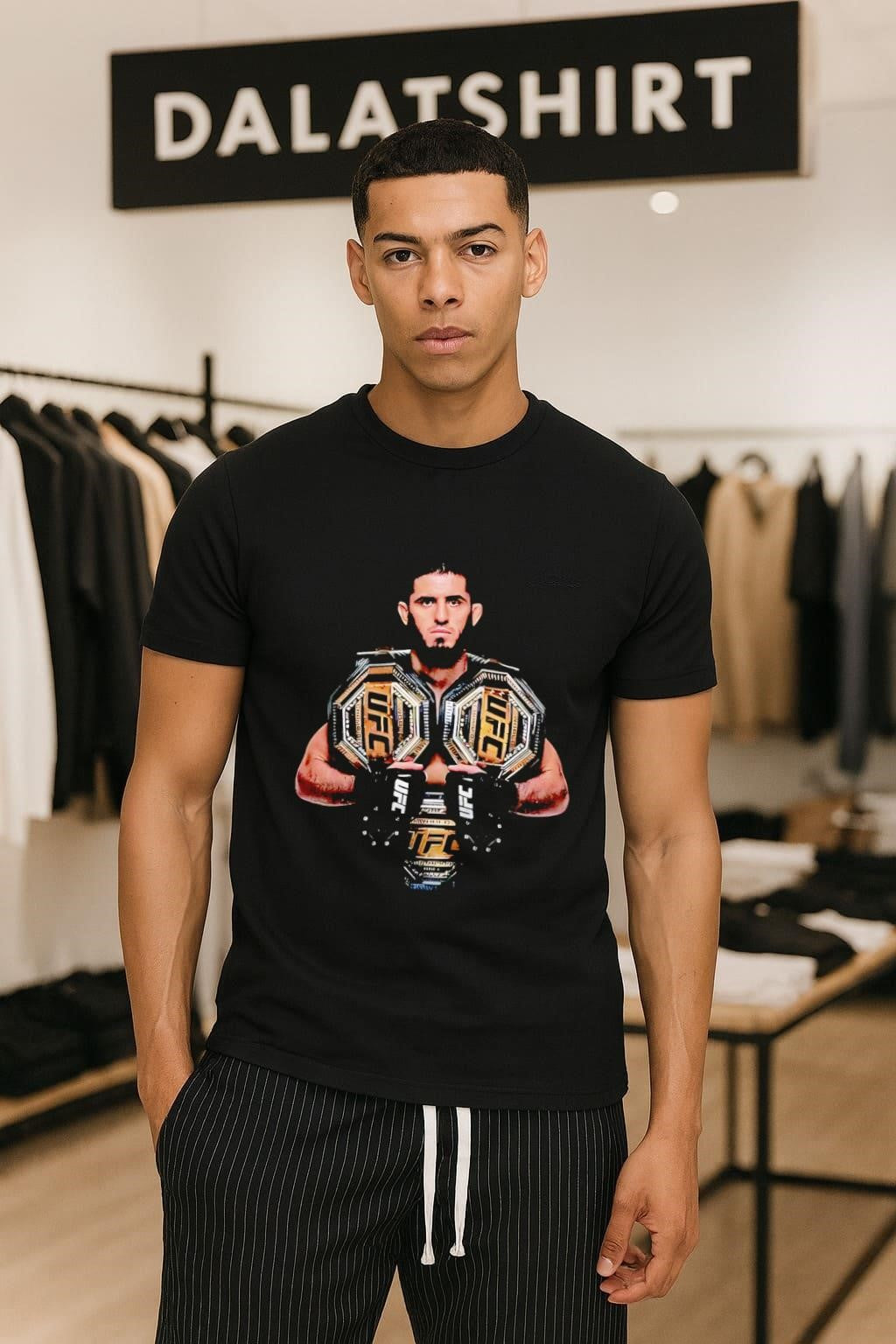 Islam Makhachev Holding Three UFC Championship Gold Belts shirt