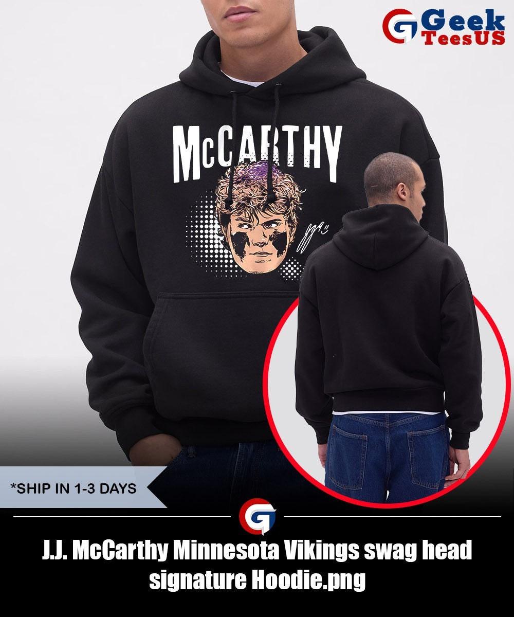 J.J. McCarthy Minnesota Vikings swag head signature shirt