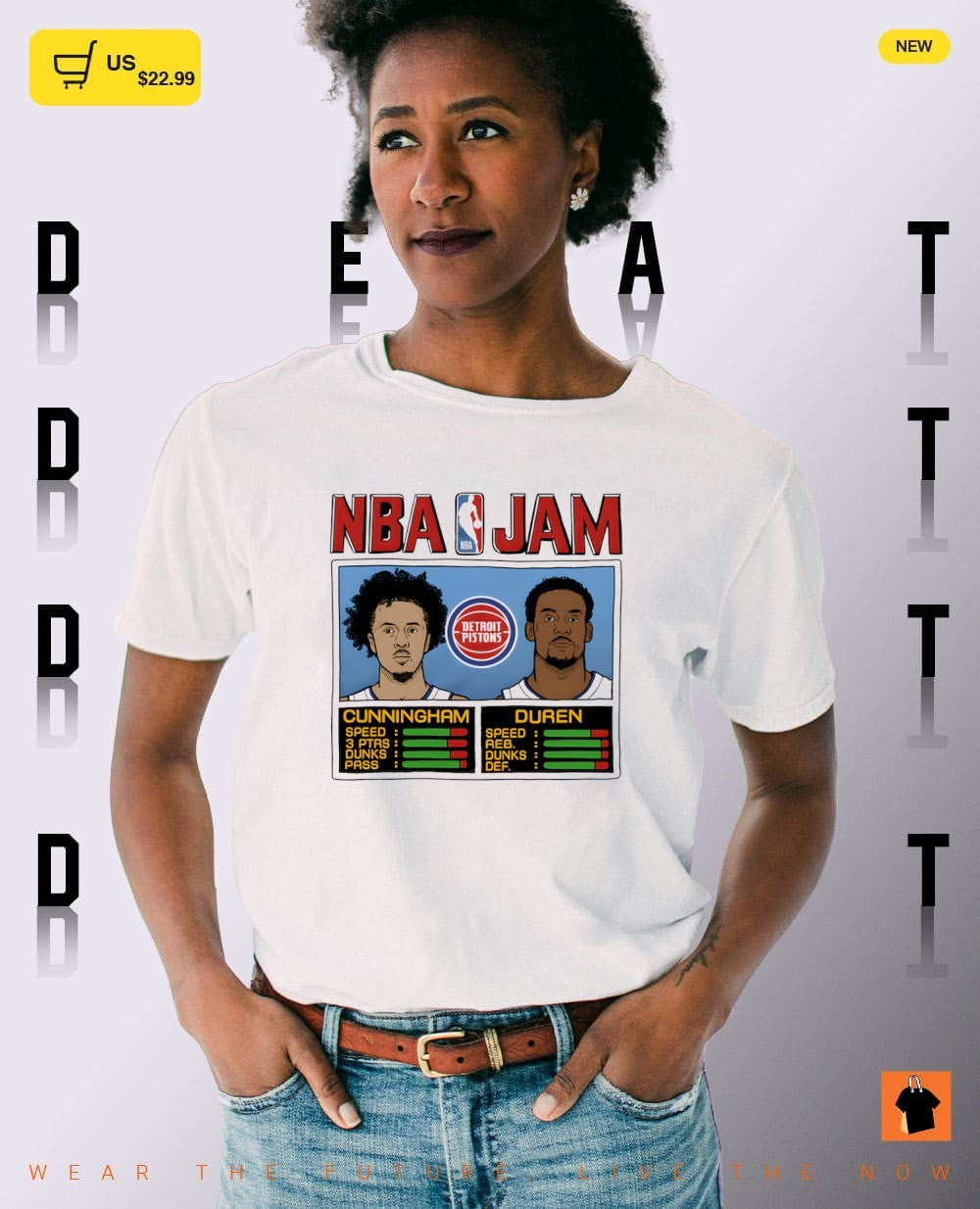 Jalen Duren and Cade Cunningham Detroit Pistons Basketball NBA Jam Tri-Blend shirt
