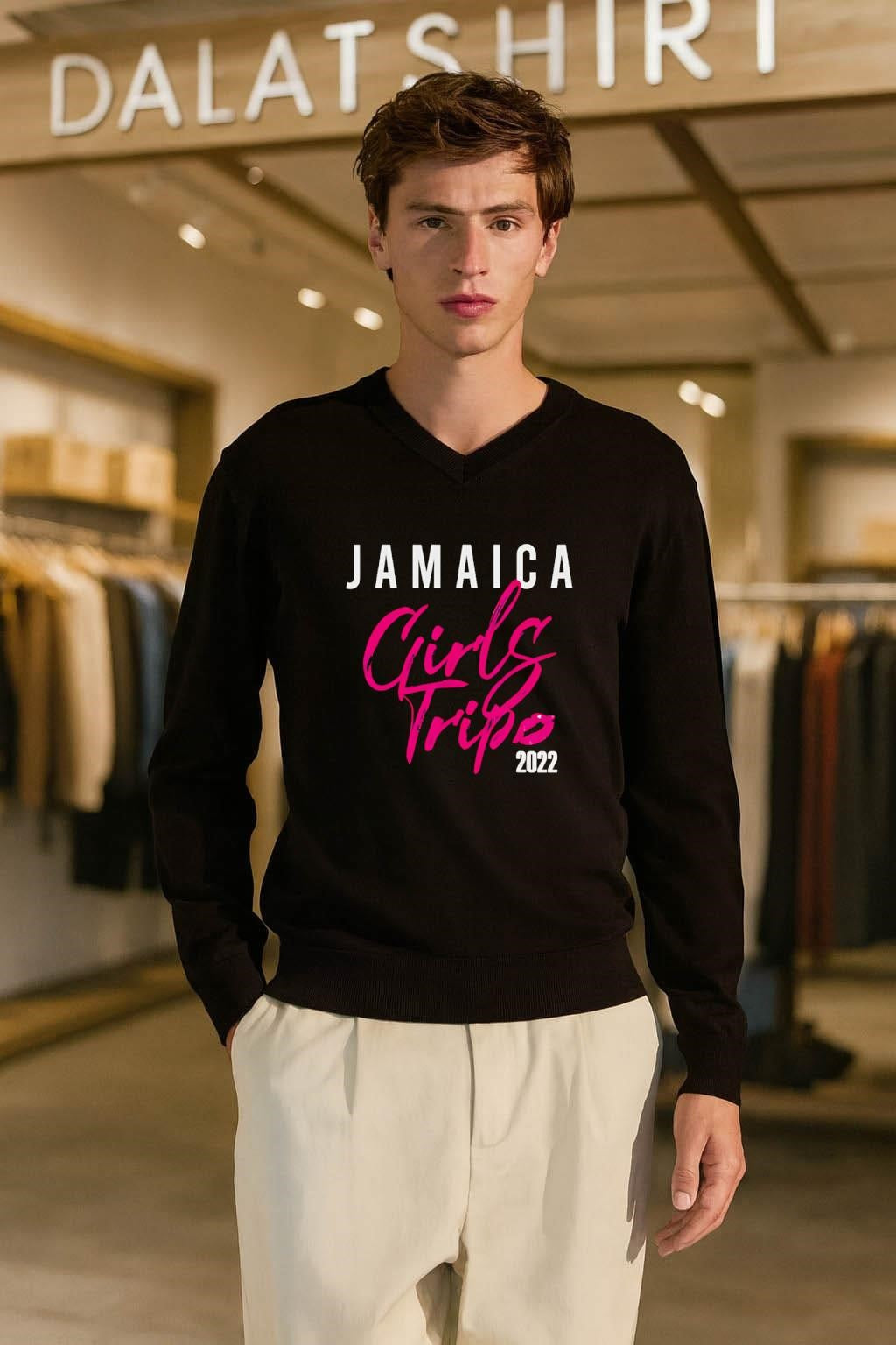 Jamaica Girls Trip 2022 Pink Script Typography shirt