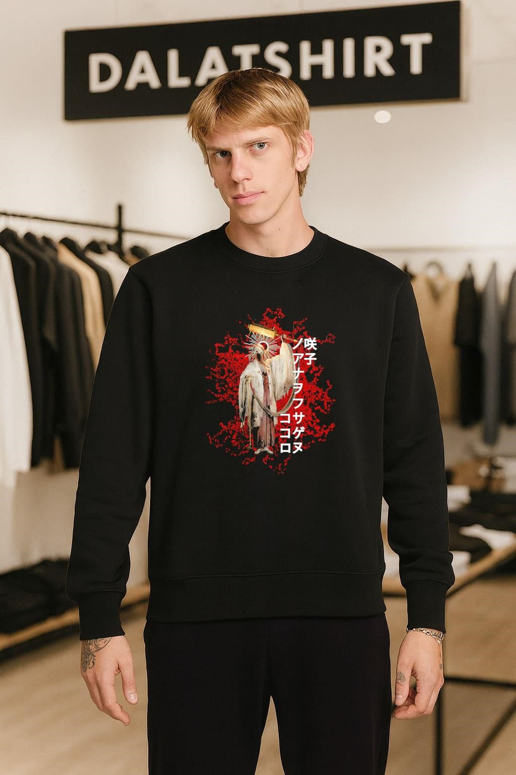Japanese Character Undead Monk Warrior Saki Flower shirt
