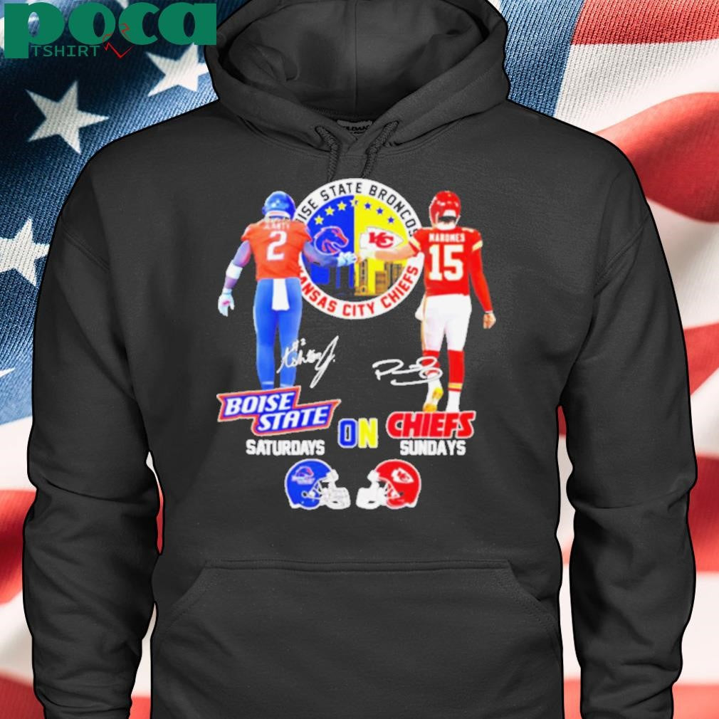 Jeanty Boise State Broncos on Saturday and Mahomes Kansas City Chiefs on sunday signature shirt