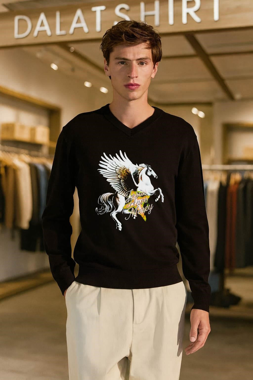 Jesus Have Mercy Winged Pegasus Horse Religious Graphic shirt