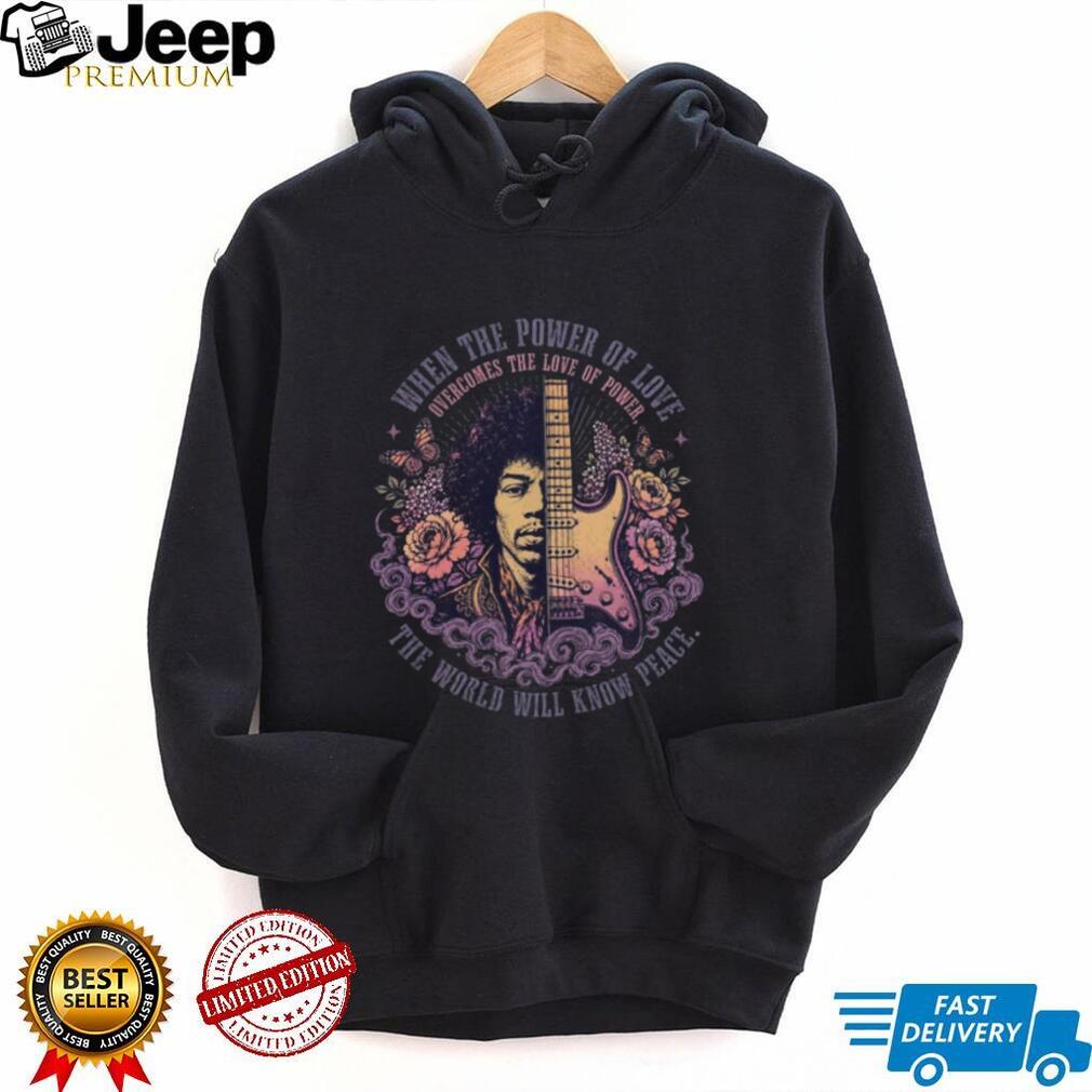 Jimi Hendrix Power Of Love Floral Guitar Peace Unisex Shirt