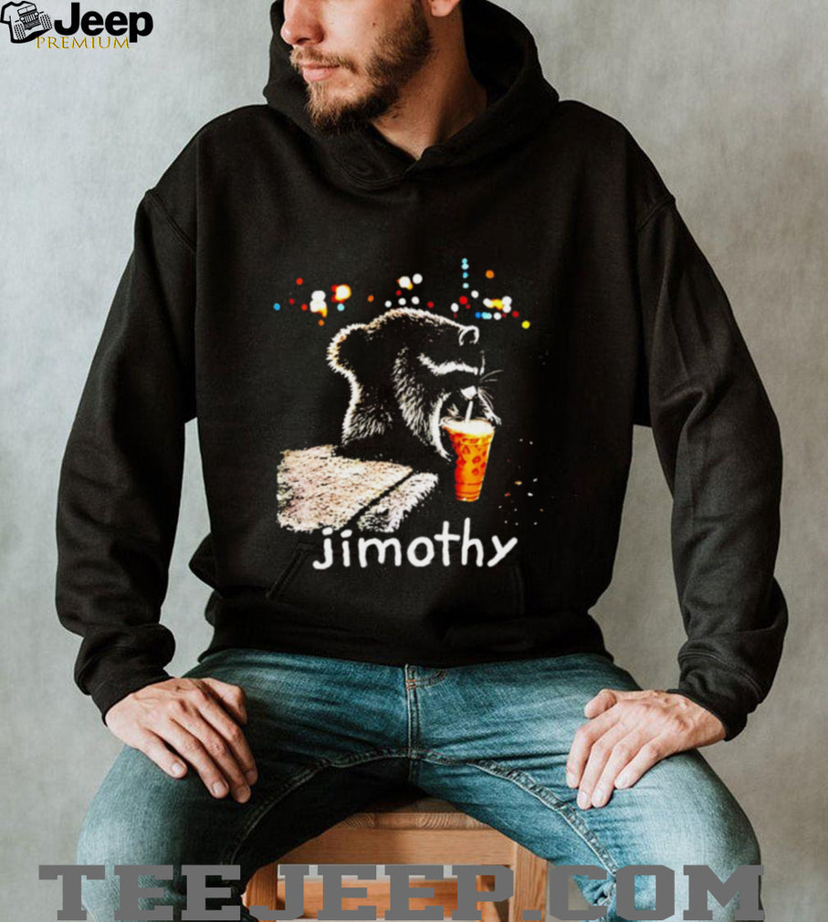 Jimothy Raccoon Drinking Iced Coffee funny animal shirt