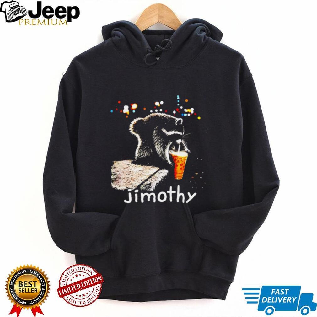 Jimothy Raccoon Drinking Iced Coffee funny animal shirt