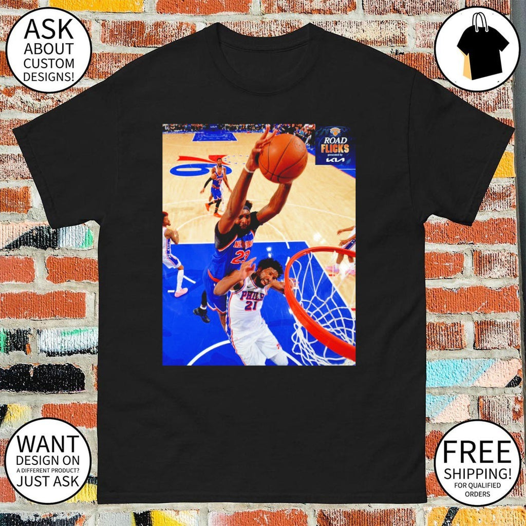 Joel Embiid vs Mitchell Robinson NBA moment shirt