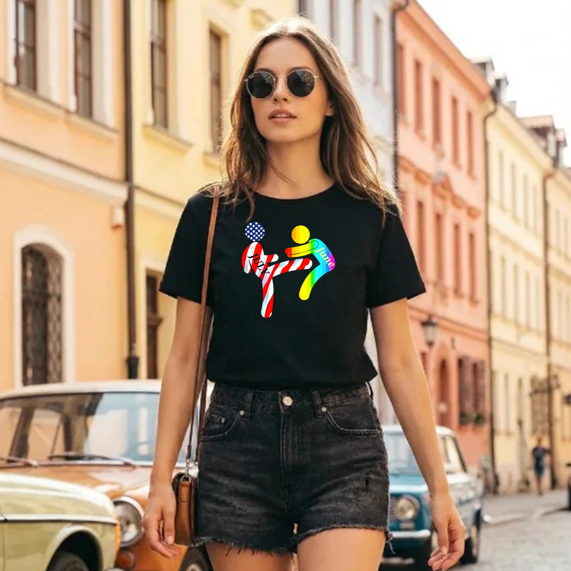 July Independence Kick June Pride Month Shirt