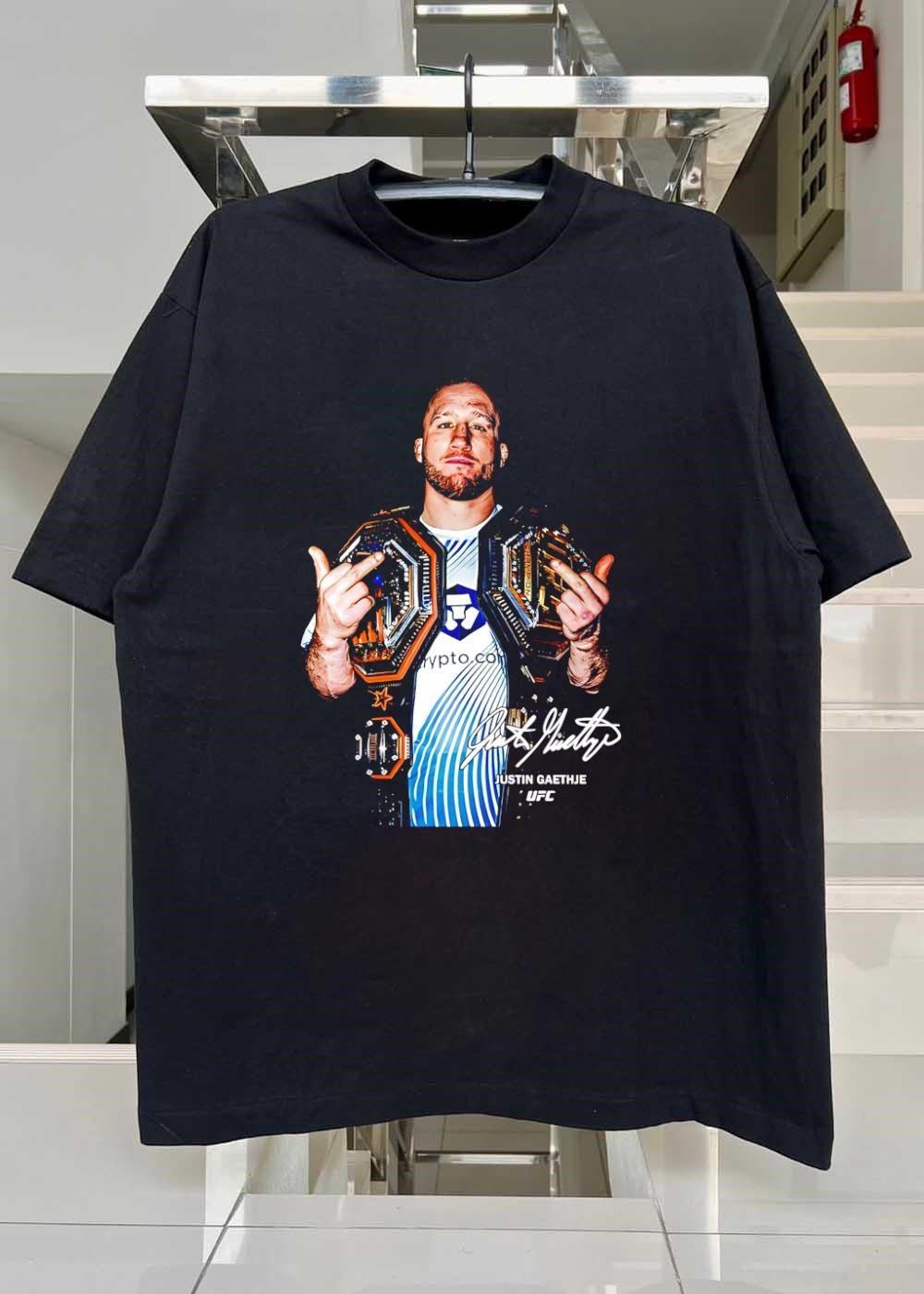 Justin Gaethje Signature UFC Champion Flip Off Crypto com shirt