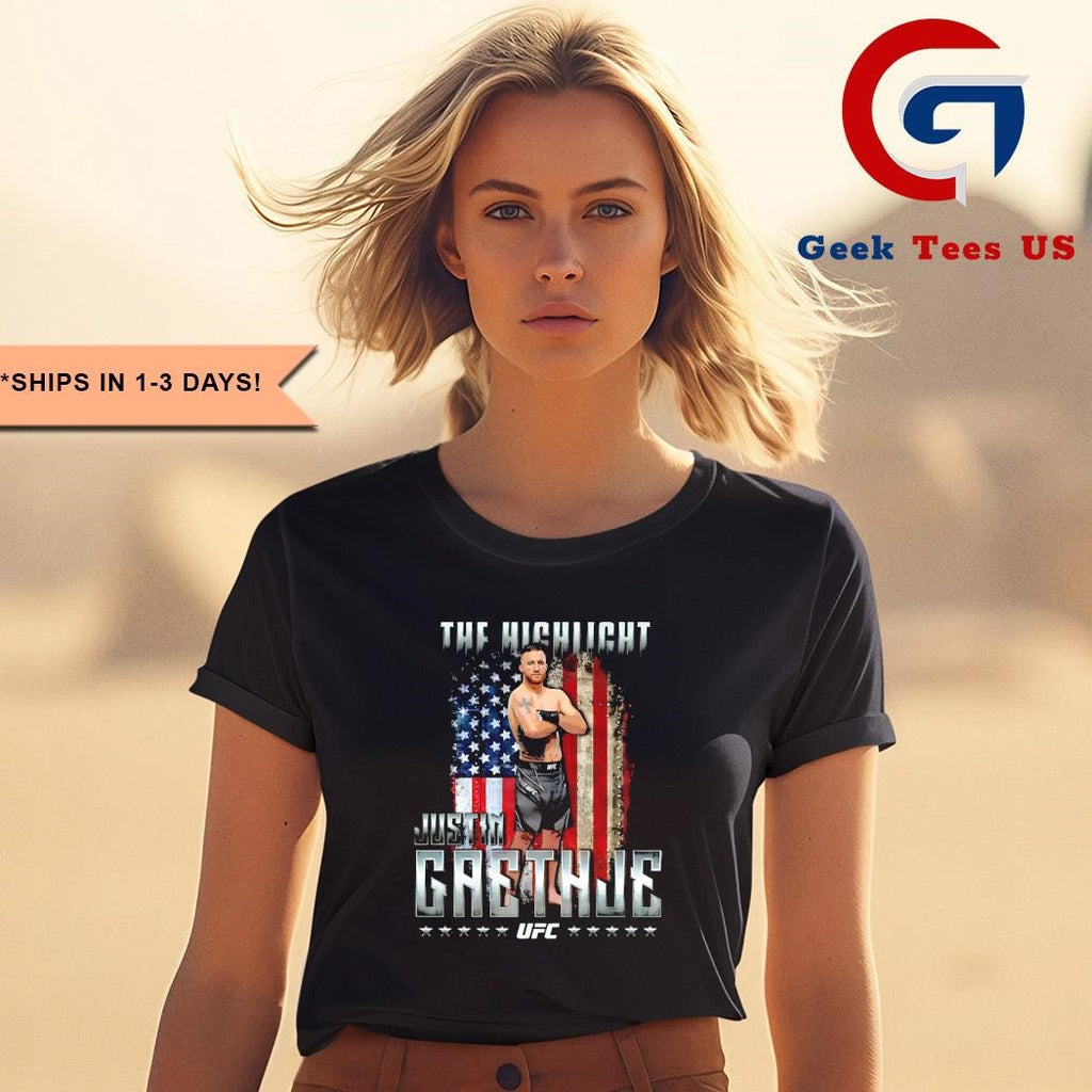 Justin Gaethje The Highlight American flag signature shirt