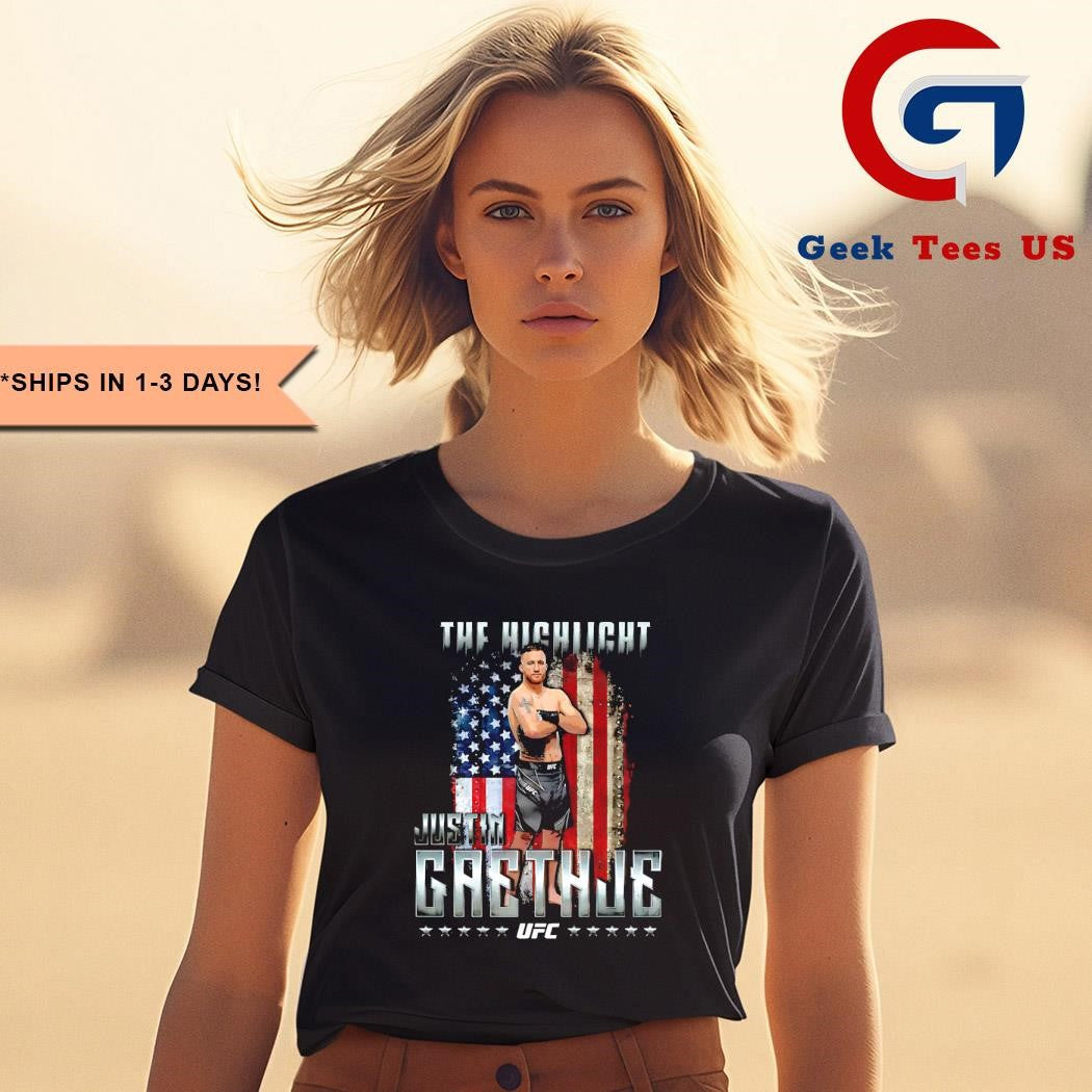 Justin Gaethje The Highlight American flag signature shirt