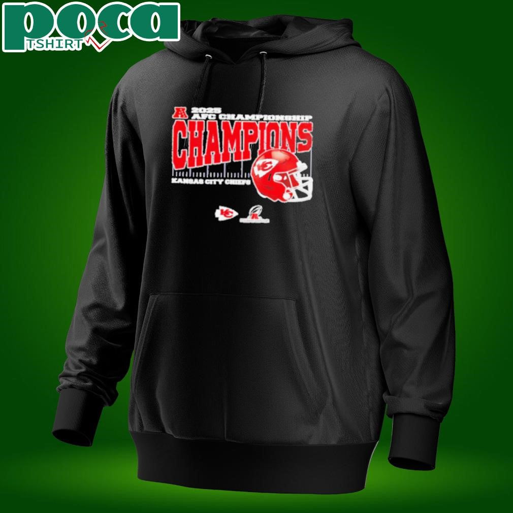 Kansas City Chiefs 2025 AFC Championship Conference Champions helmet shirt