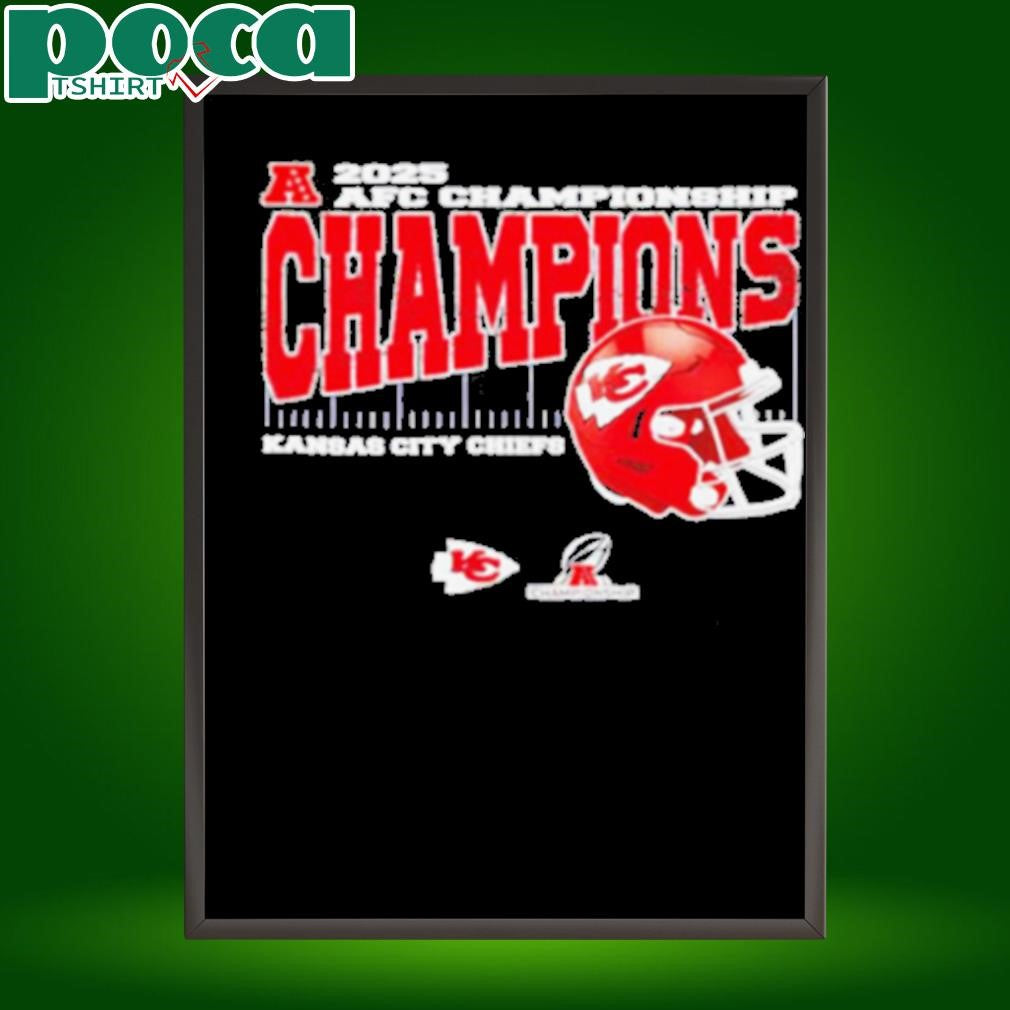 Kansas City Chiefs 2025 AFC Championship Conference Champions helmet shirt