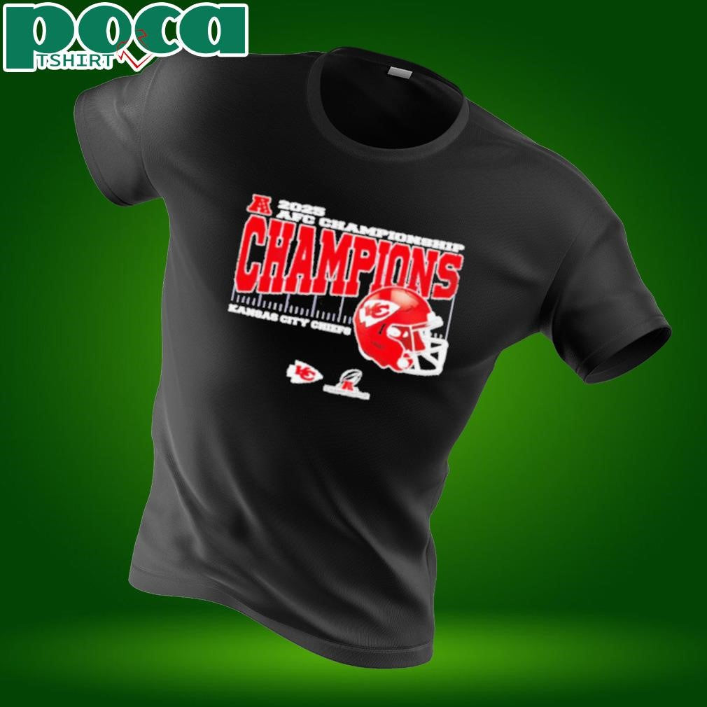 Kansas City Chiefs 2025 AFC Championship Conference Champions helmet shirt