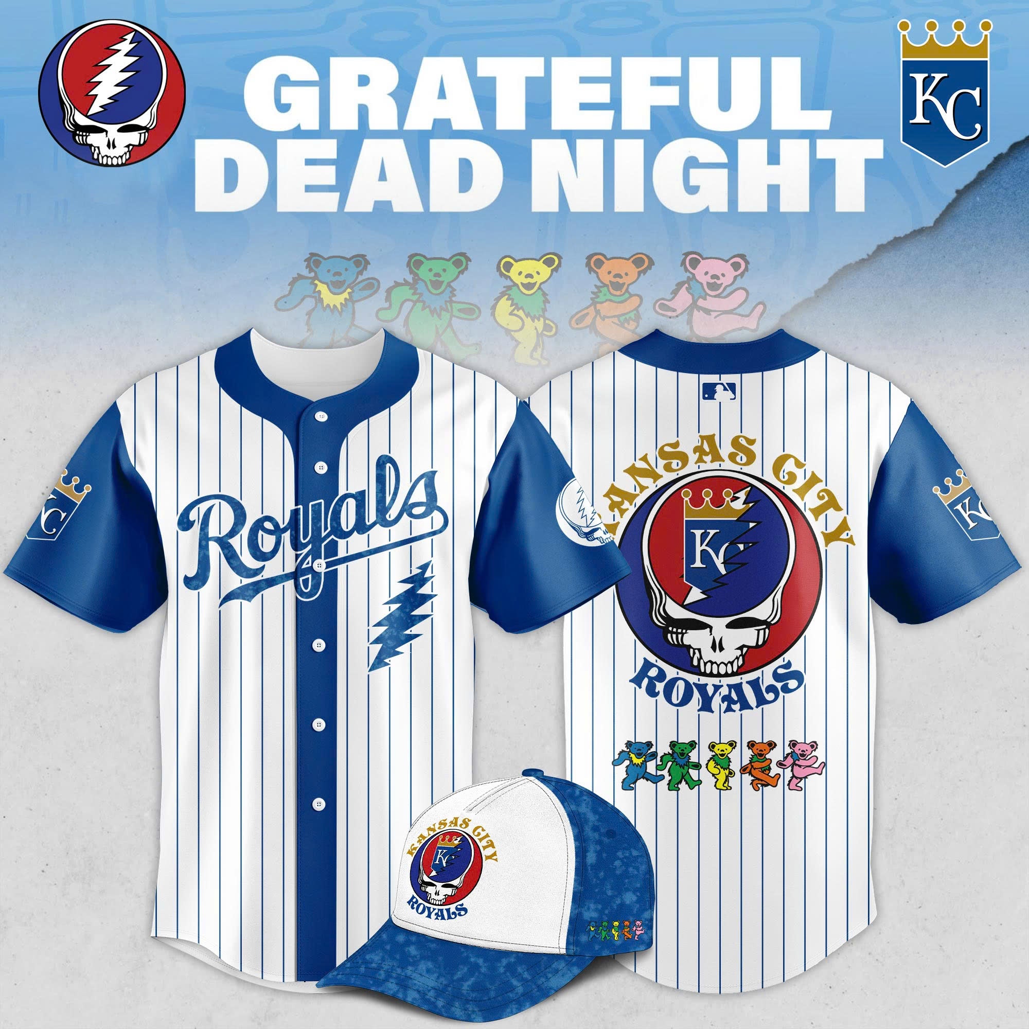 Kansas City Royals Grateful Dead Night Game Jersey 2025