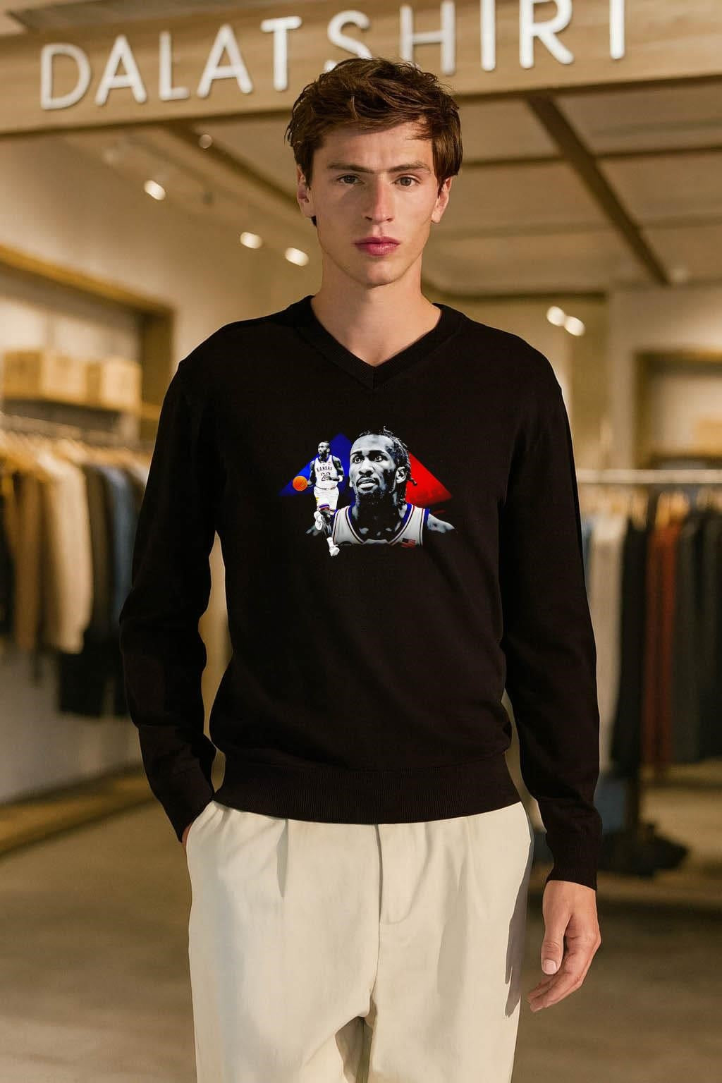 Kansas Jayhawks Basketball Player Portrait Sports Graphic shirt