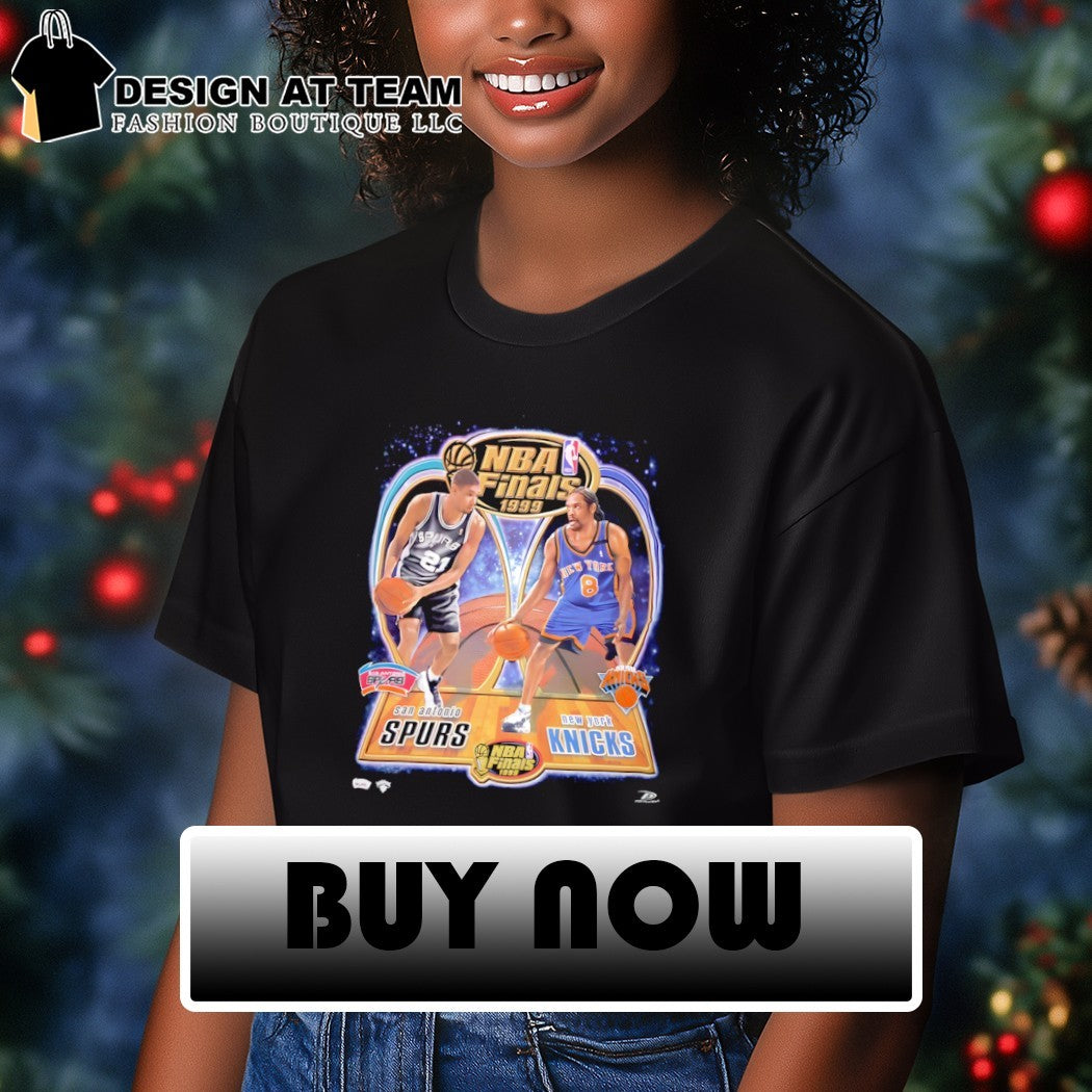 Karl-Anthony Towns wearing Vintage 1999 NBA Finals Knicks Vs Spurs rematch shirt