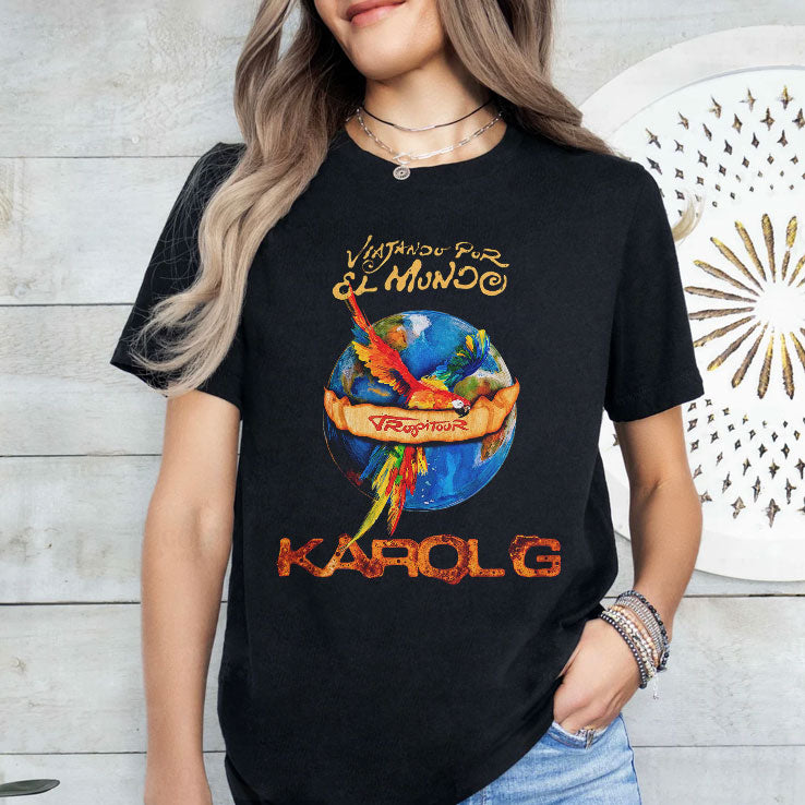 Karol G Viajando Por El Mundo Tropitour 2026 Schedule Dates T Shirt