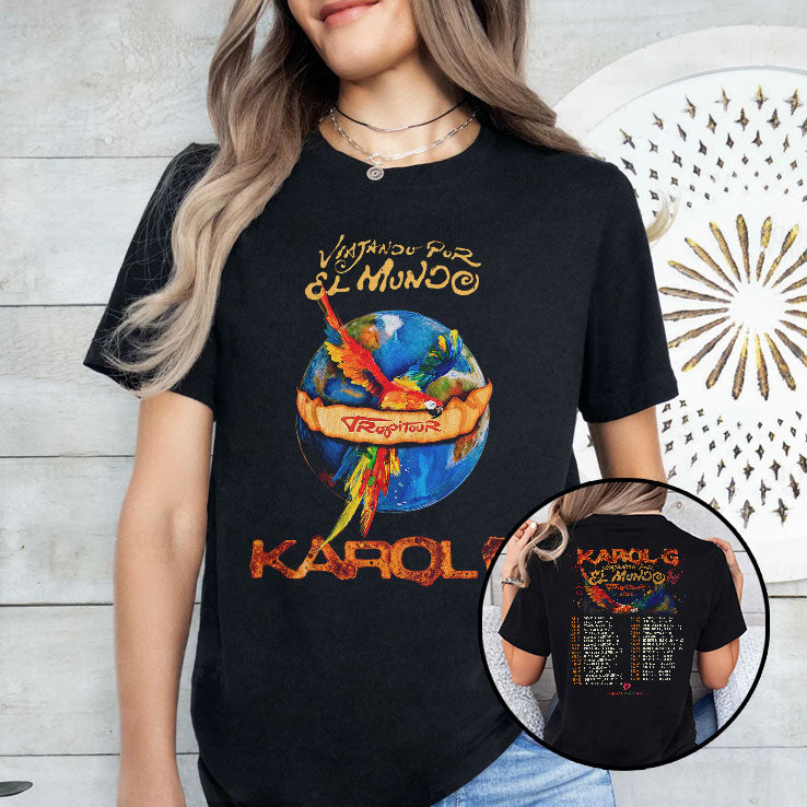 Karol G Viajando Por El Mundo Tropitour 2026 Schedule Dates T Shirt