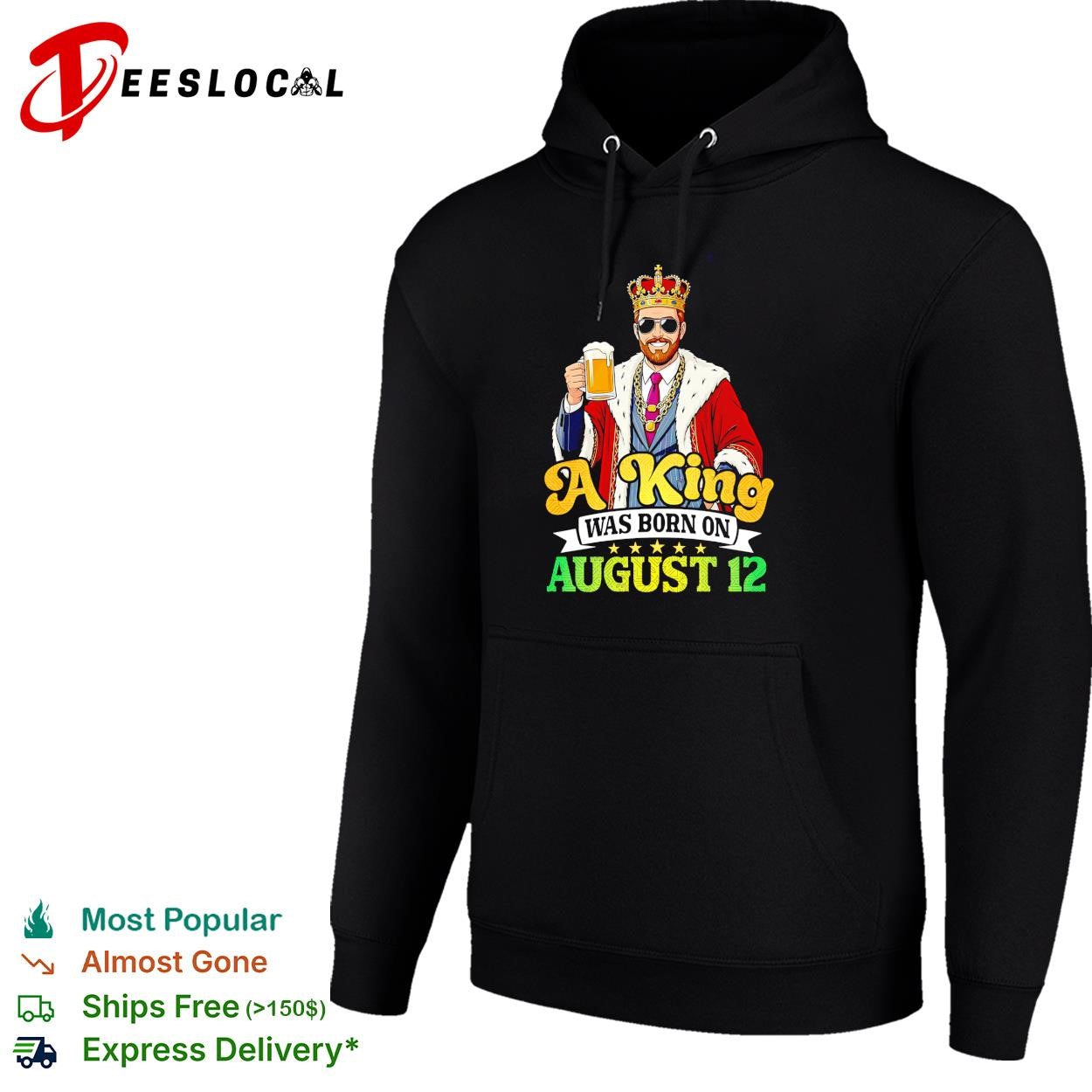 King August 12 birthday drinking beer shirt