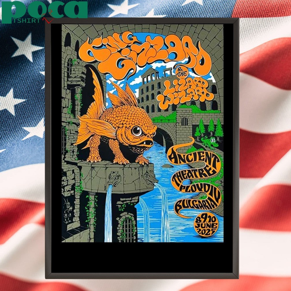 King Gizzard At Ancient Theatre In Plovdiv Bulgaria On June 8-9-10 2025 Orange Fish Shirt