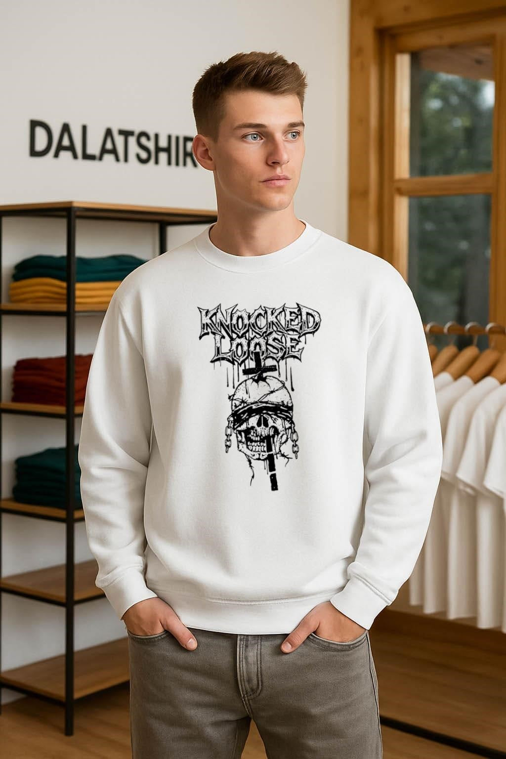 Knocked Loose Blindfolded Skull Barbed Wire Cross Chain Graphic shirt