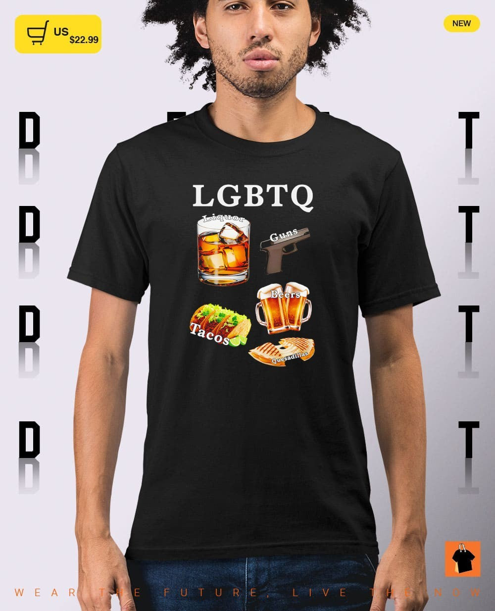 LGBTQ liquor guns beers tacos quesadillas graphic shirt