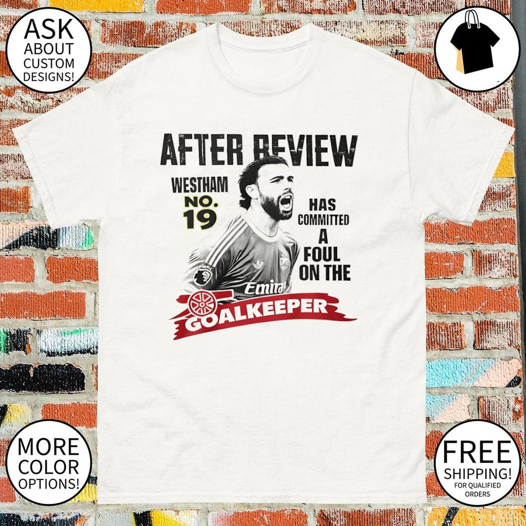 Leandro Trossard Arsenal FC After Review West Ham has committed a foul on the goalkeeper shirt