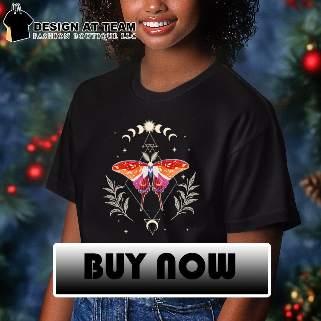 Lesbian Luna Moth Moon Phase Cottagecore LGBT Pride Month shirt