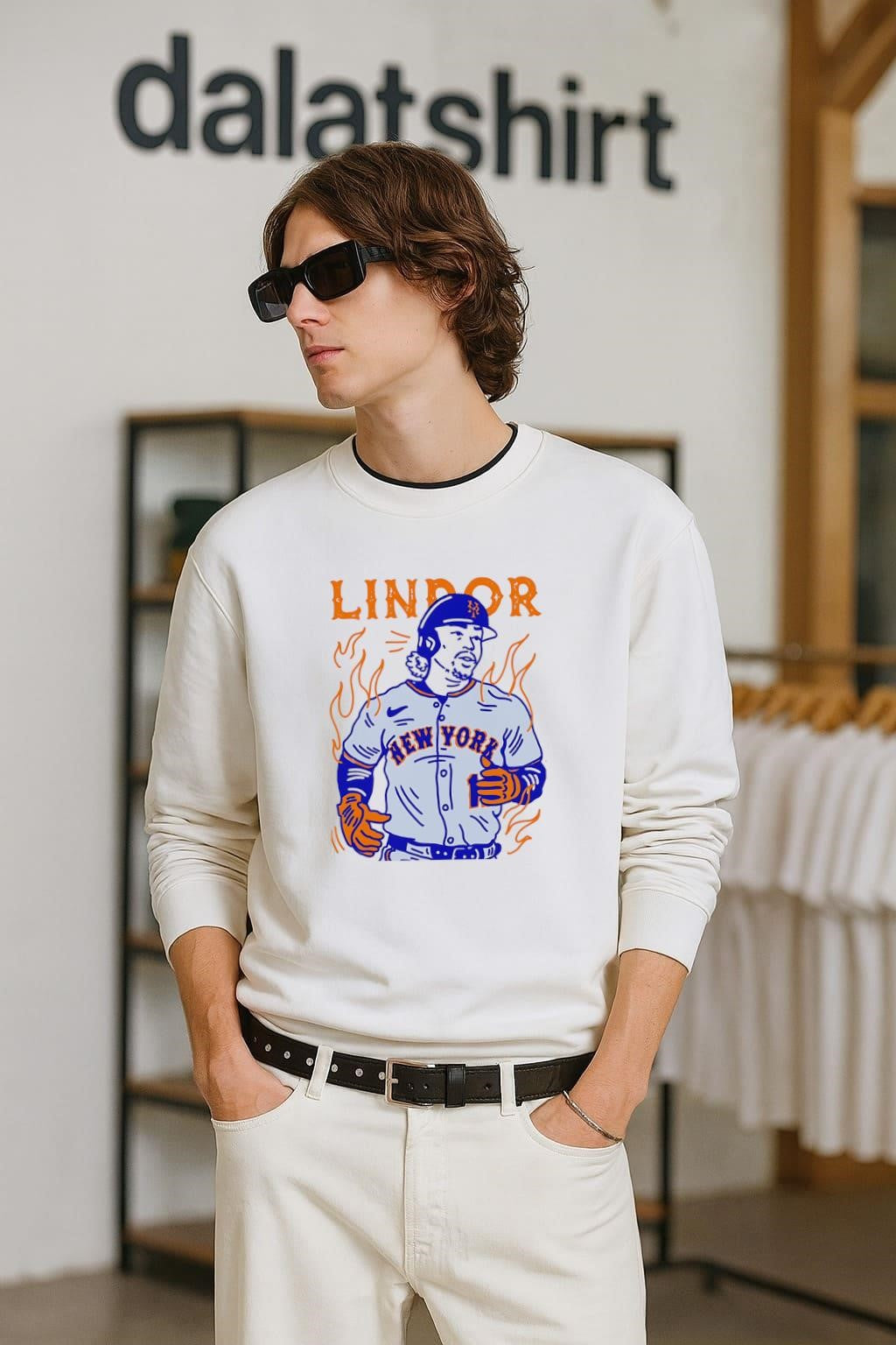 Lindor New York Mets Baseball Player On Fire shirt