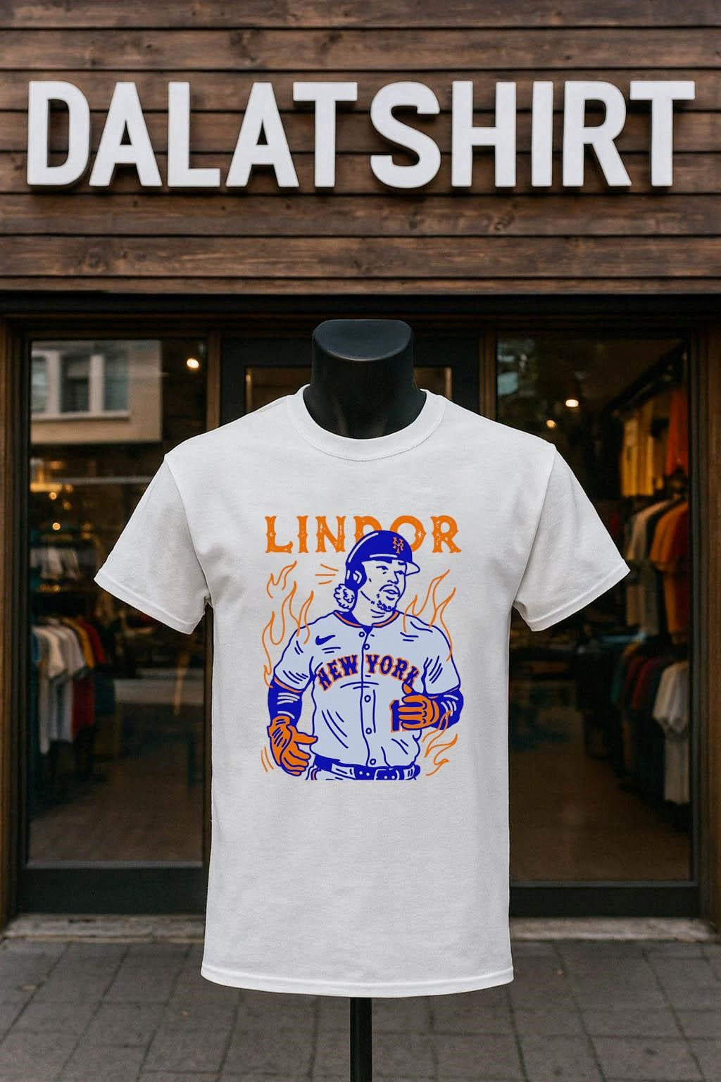 Lindor New York Mets Baseball Player On Fire shirt