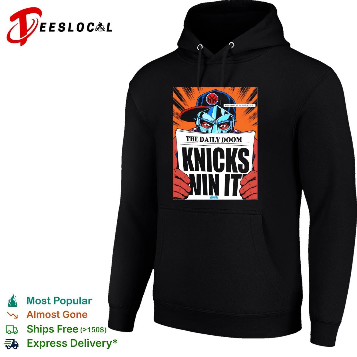 MF Doom reading newspaper the daily doom Knicks win it shirt