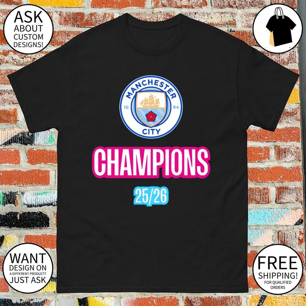 Manchester City Football Club 1894 Champions 25 26 logo shirt