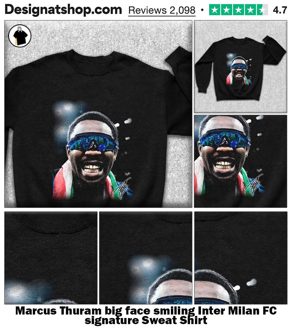 Marcus Thuram big face smiling Inter Milan FC signature shirt