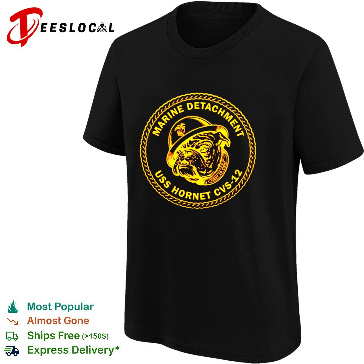 Marine Detachment USS Hornet CVS 12 First to Fight US Marine Corps Bulldog shirt